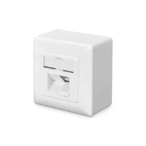 Wall outlet DIGITUS CAT 6 Class E shielded surface mount, 2x RJ-45, white, 80×80 mm
