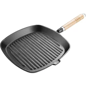 Grill pan LAMART LT1063 square cast iron 24 cm, ribbed non-stick, induction-compatible, black