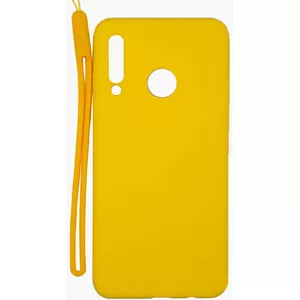 Protective soft-touch silicone phone case Evelatus for Huawei P30 Lite — yellow, with wrist strap