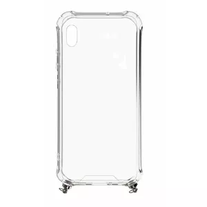 Protective silicone case Evelatus for Samsung Galaxy A10, transparent TPU with strap, space gray