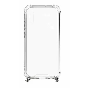 Protective silicone case Evelatus for Samsung Galaxy A50 — transparent TPU with strap, space gray