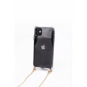 Silikona maciņš Evelatus iPhone 11 — caurspīdīgs TPU ar zelta siksniņu