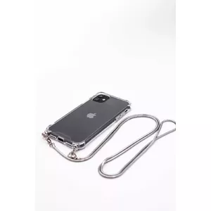 Silikona maciņš Evelatus priekš iPhone 11 Pro Max — caurspīdīgs TPU ar sudraba siksniņu