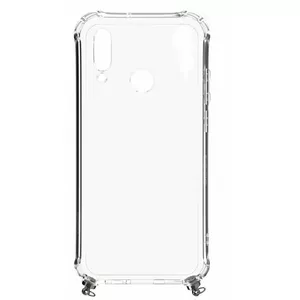 Protective Silicone Case Evelatus for Huawei P30 Lite — Transparent TPU with Strap, Space Gray