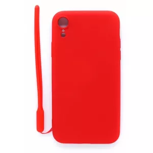 Silikona maciņš Evelatus iPhone XR — soft-touch, sarkans, ar siksniņu