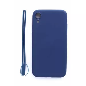 Protective soft-touch silicone case Evelatus for iPhone XR — Dark Blue with wrist strap