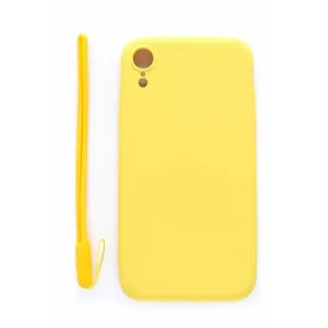 Защитный силиконовый чехол Evelatus для iPhone XR жёлтый с ремешком