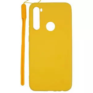 Soft Touch Silicone Case Evelatus for Xiaomi Redmi Note 8 — Yellow, with Strap
