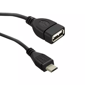 Qoltec 50404 USB kabelis 0,2 m USB 2.0 USB A Micro-USB B Melns