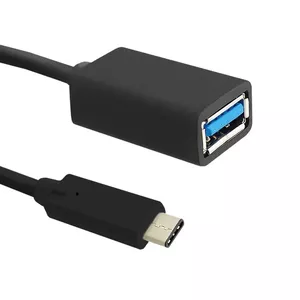 Qoltec 50421 USB kabelis 0,25 m USB 3.2 Gen 1 (3.1 Gen 1) USB C USB A Melns