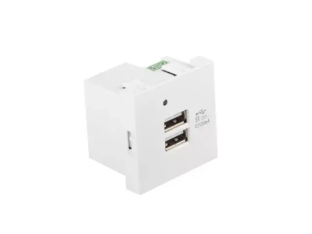 Lanberg AC-4545-2XUSB2.1-W Kontaktligzda 2x USB