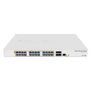 Managed switch MikroTik CRS328-24P-4S+RM — 24× Gigabit RJ-45, 4× SFP+, 1U rack, PoE 450W, L2/L3, RouterOS/SwitchOS