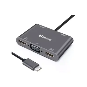 USB-C doks Sandberg 2xHDMI 1xVGA USB PD