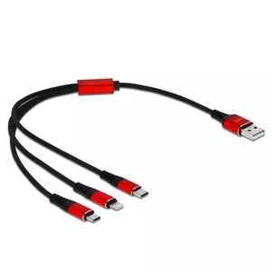 USB Charging Cable DeLOCK 3 in 1 Lightning Micro USB USB Type-C 30 cm