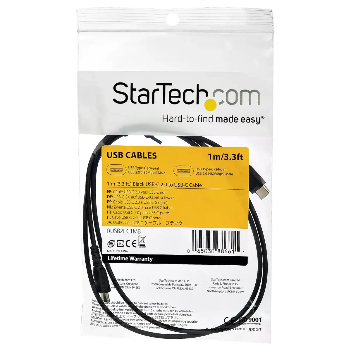 USB A to USB C Charging Cable StarTech RUSB2AC1MB Photo 6