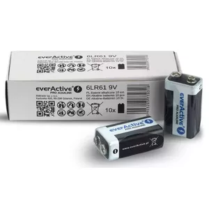 9V Alkaline Battery everActive 6LR61PRO — pack of 10, for smoke detectors, toys and electronics