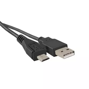 USB kabelis QOLTEC 50494 — USB A uz Micro‑USB B, USB 2.0, 0,25 m, melns