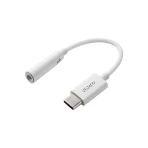 DELTACO USBC-1145 Активный аудиоадаптер USB-C на 3.5 мм «мама» 10 см белый