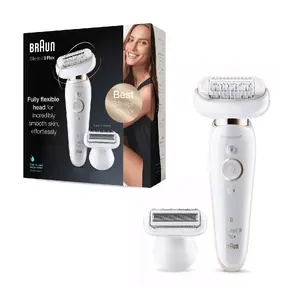 Эпилятор BRAUN Silk-epil 9 Flex SES9002 — 40 мин работы, влажный/сухой режим, 40 пинцетов, 2 скорости, бело‑золотой