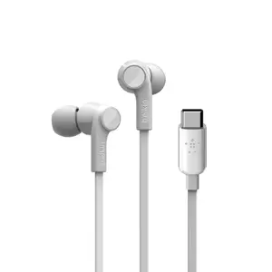Belkin ROCKSTAR Wired In-ear Headset with USB Type-C Connector and In-line Microphone in White