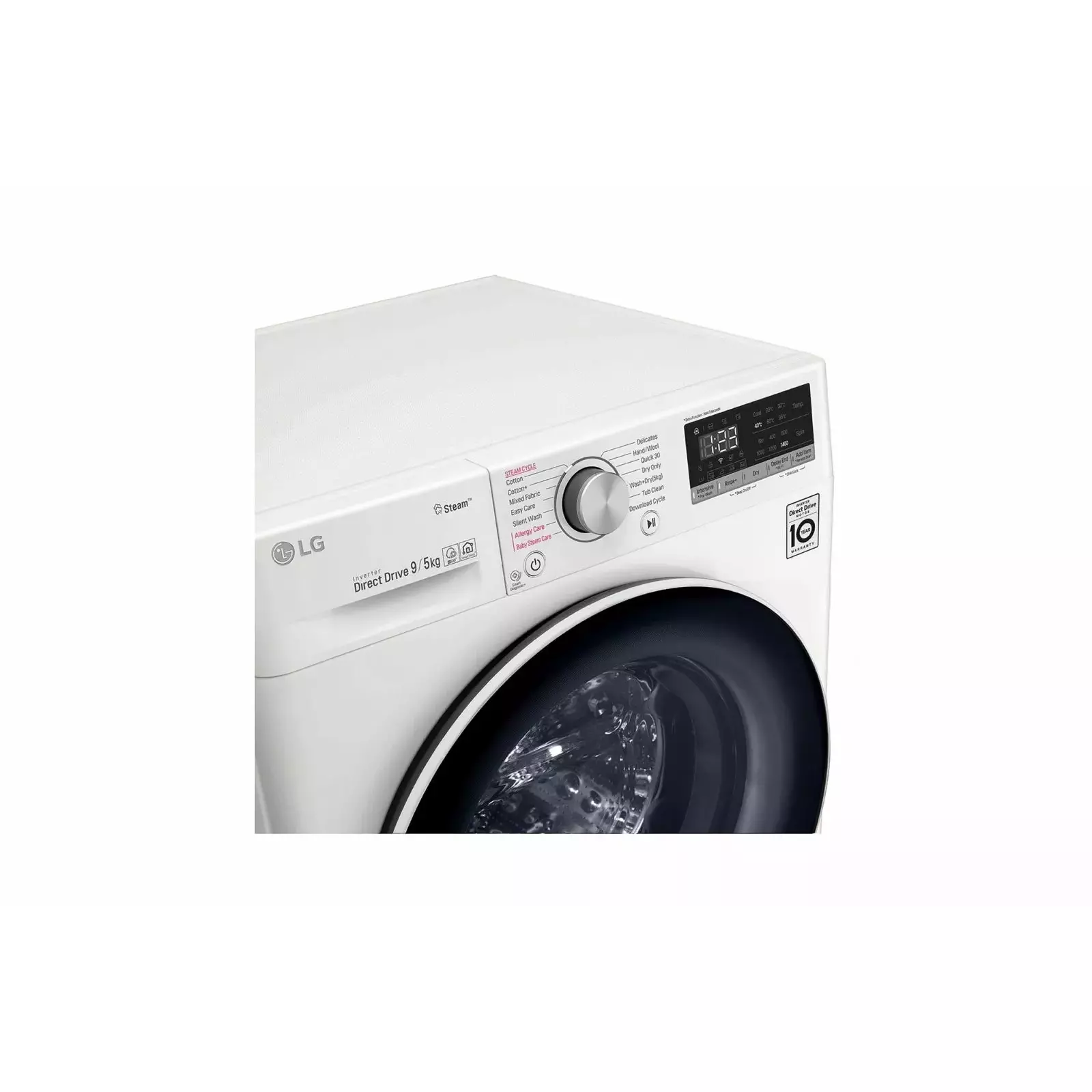 LAVADORA LG 9 KG 1400 RPM CLASE-A FUNCION VAPOR DIRECT DRIVE 10 a. motor