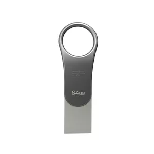 USB‑накопитель Silicon Power Mobile C80 64 ГБ — USB Type‑A / Type‑C, USB 3.2 Gen 1, титановый