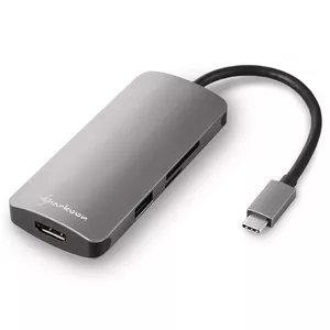 Sharkoon USB 3.0 Type C Multiport Adapter USB 3.2 Gen 1 (3.1 Gen 1) Type-C Pelēks