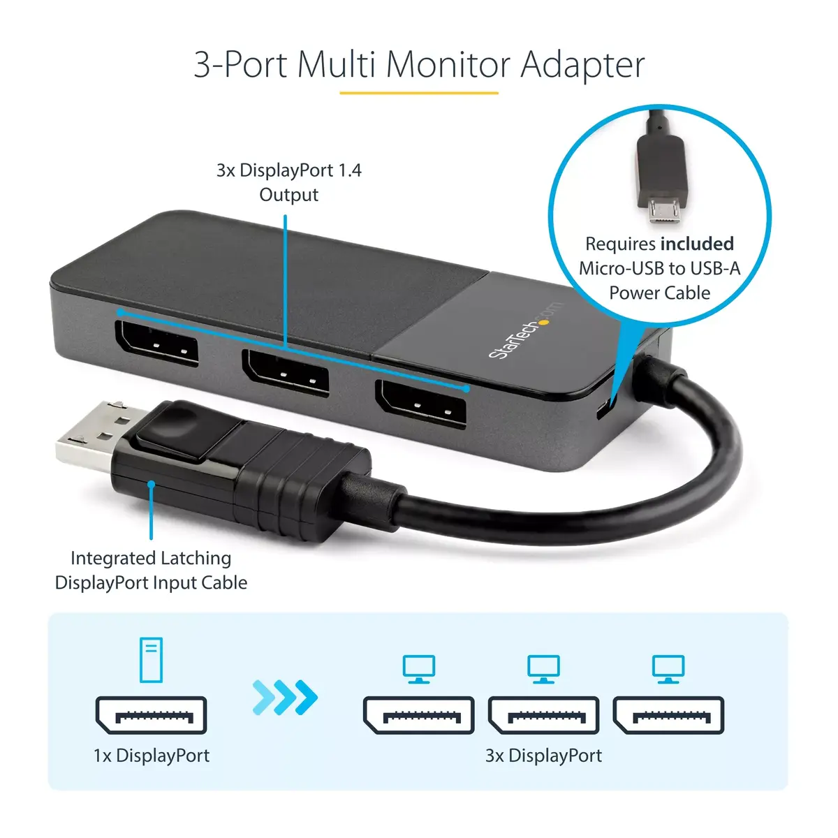 Адаптер для нескольких мониторов StarTech.com 3 Port DisplayPort 1.4 Photo 9