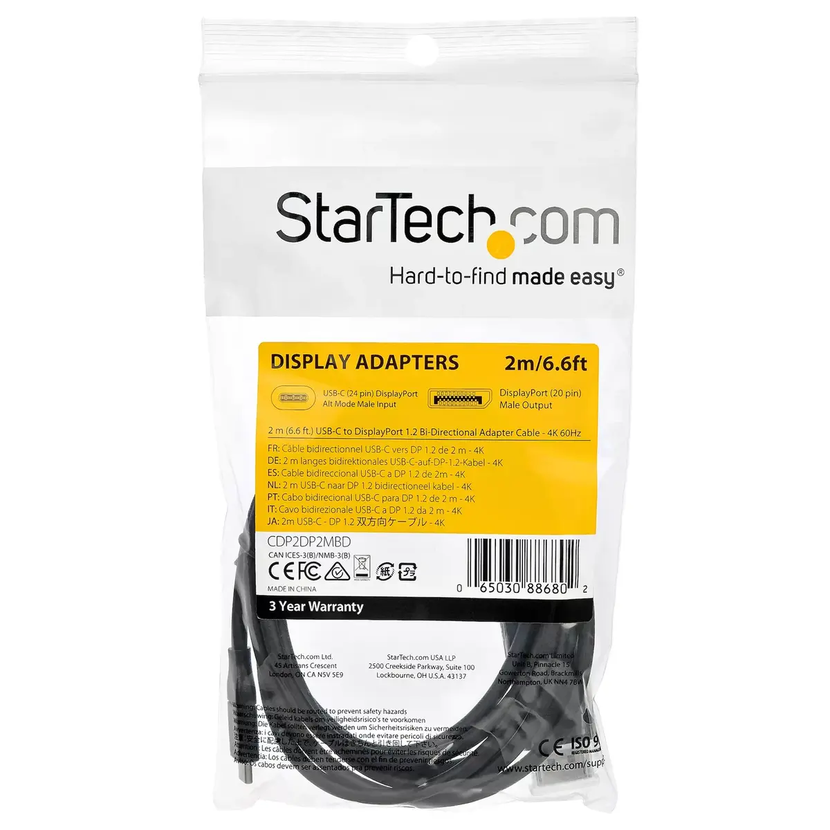 USB C to DisplayPort Cable StarTech CDP2DP2MBD Photo 5