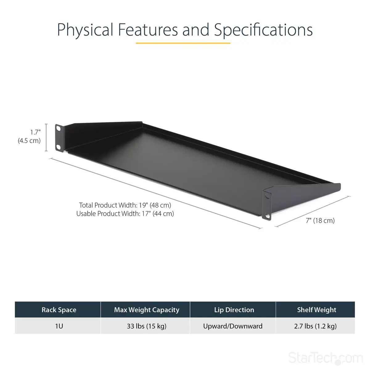 StarTech 1U Server Rack Shelf CABSHELF1U Photo 9