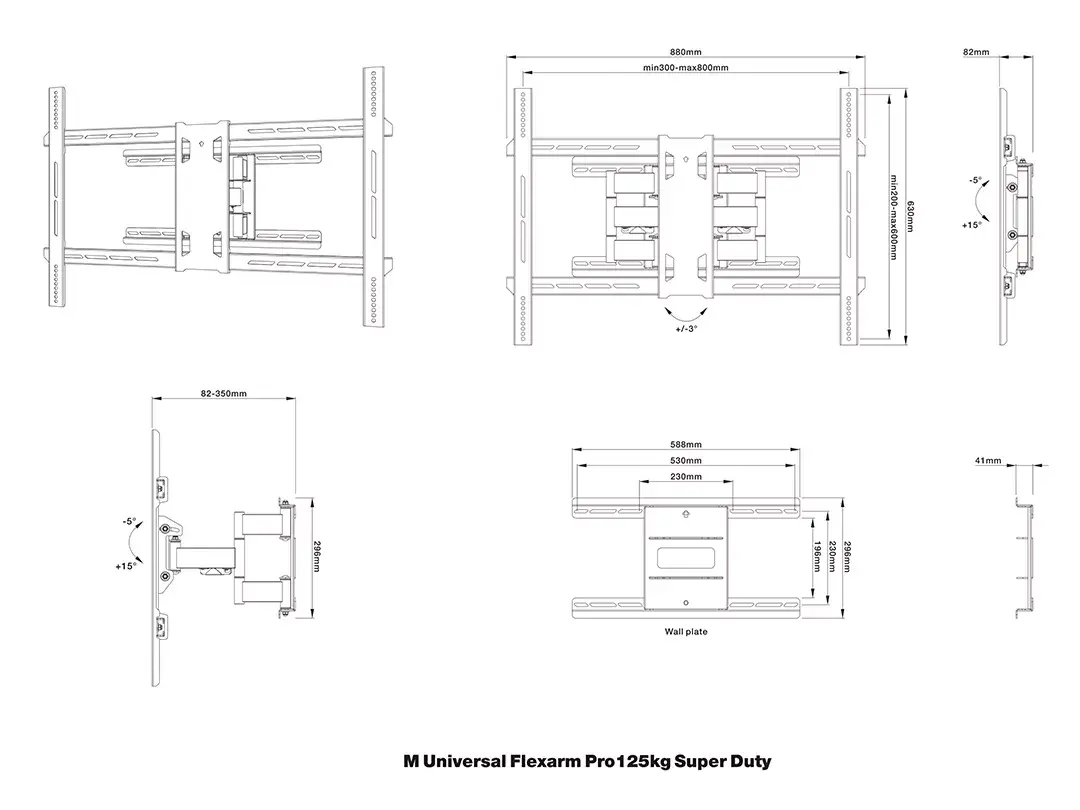Montāžas kronšteins Multibrackets M Universal Flexarm Pro 125kg Photo 9