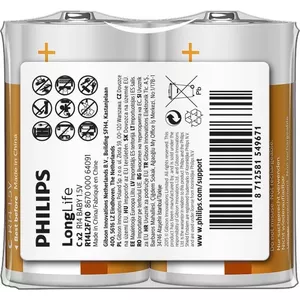 Battery Philips C size (R14) Zinc-Carbon 1.5V single-use, pack 2