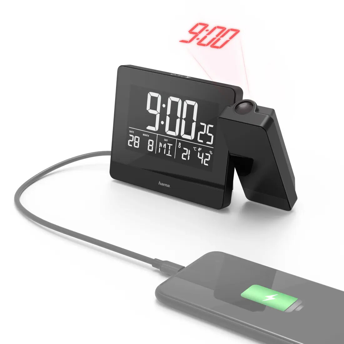 Hama Plus Charge Digitālais modinātājs melns