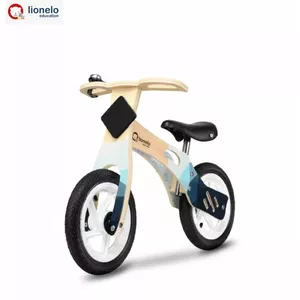 Lionelo WILLY Wooden Children's Balance Bike without pedals with Air Pumped 12" wheels Indygo Blue