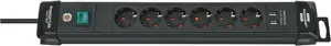 Brennenstuhl Premium-Line Power Extension Cord 3 m 6 AC Outlets Type F Black with USB