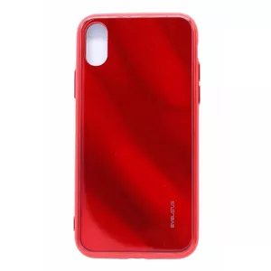Защитный чехол Evelatus для iPhone X/XS с электропокрытым закалённым стеклом, красный