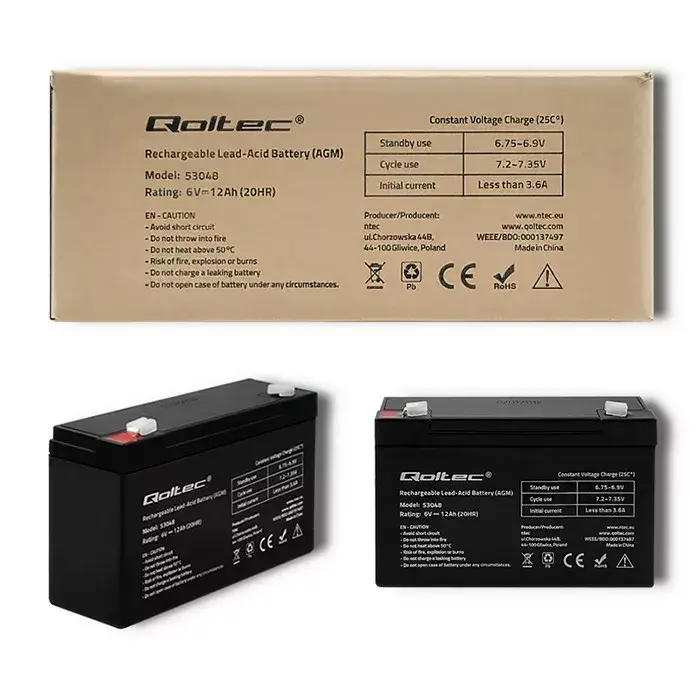 QOLTEC 6V 12Ah AGM battery Photo 6