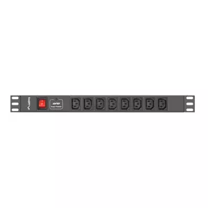 Распределитель питания LANBERG PDU-08I-0200-C20-BK, 8× C13, кабель 2 м, 1U, 16 A