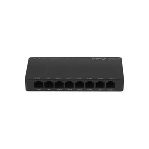 Unmanaged switch LANBERG DSP2-1008-12V — 8× Gigabit RJ-45, 16 Gbit/s, 4000 MAC, AC adapter included