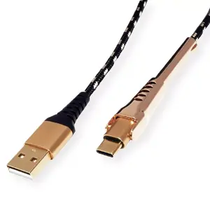 USB Cable ROLINE 11.02.8920 USB 2.0 1m USB A USB C Black Gold