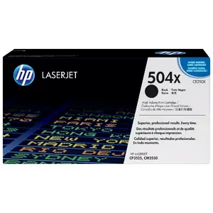 Toneru kasete HP 504X (CE250X) High Yield melna, lāzerdrukai, 10 500 lapas, 1 gab.