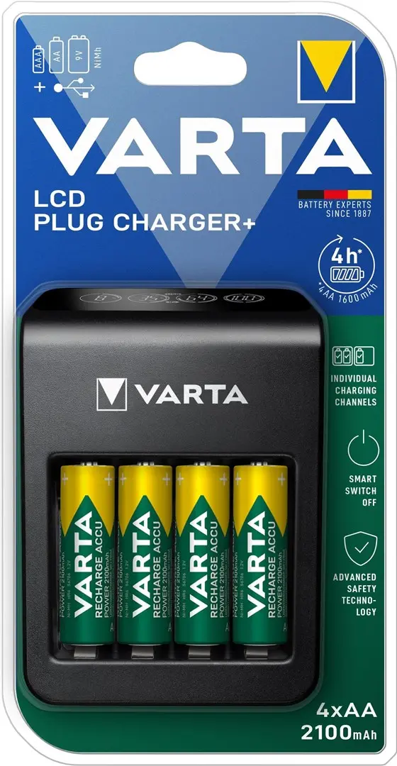 Varta 57687 akumulatoru lādētājs LCD Plug