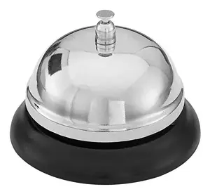 Call bell WEDO 62 4411 — metal desk/service bell, black base, silver dome, Ø 8.5 cm, 60 mm height