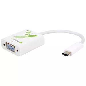 Adapter cable TECHLY USB 3.1 Type-C (male) to VGA (female) 0.15 m, white, USB 3.2 Gen 2, Windows 10