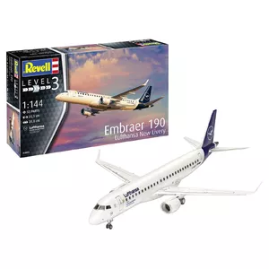 Модель самолёта REVELL Embraer 190 Lufthansa New Livery, предсобранная, масштаб 1:144, длина 253 мм, размах крыльев 200 мм