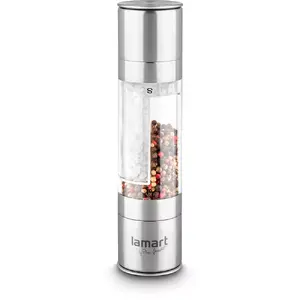 Salt & pepper grinder LAMART LT7014 — stainless steel housing, acrylic/transparent, Ø 5.5 cm