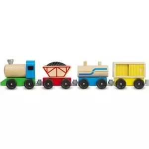 Koka vilciens Melissa & Doug 10705 — krāsaina dizaina stumjams koka rotaļlietu vilcieniņš