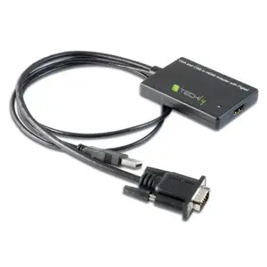 Video adapter TECHLY IDATA-HDMI-VGA3 — HDMI to VGA converter, Black, supports resolutions up to 1280×960