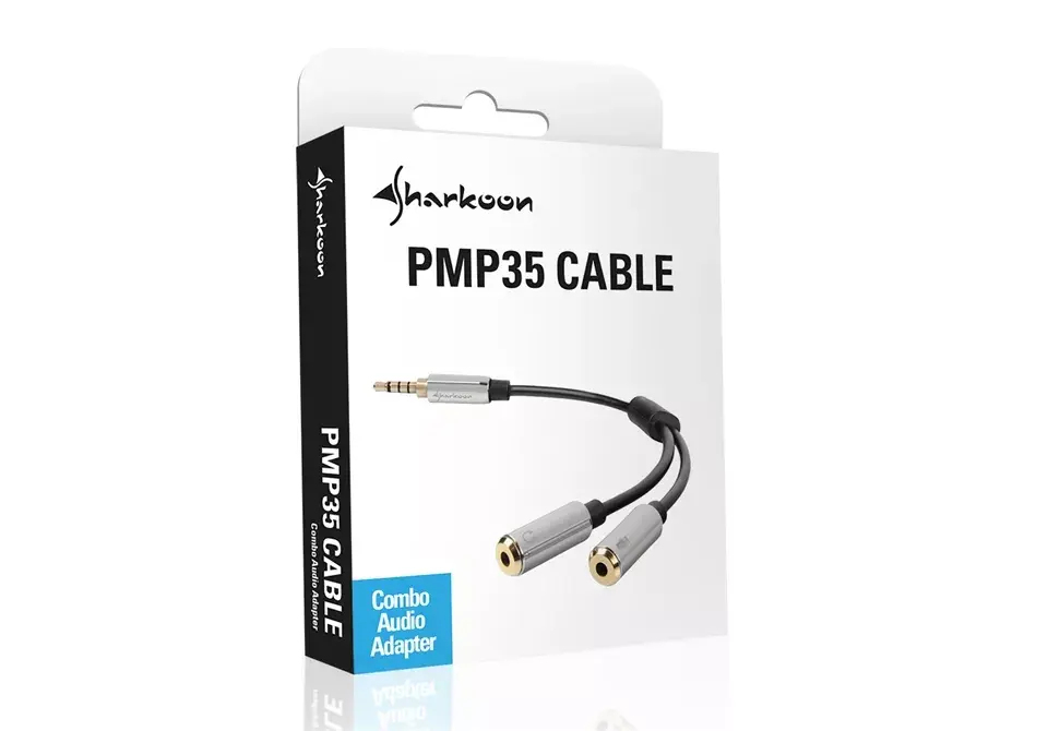 Audio Cable Sharkoon 0.12m 3.5mm/2x3.5mm Photo 2