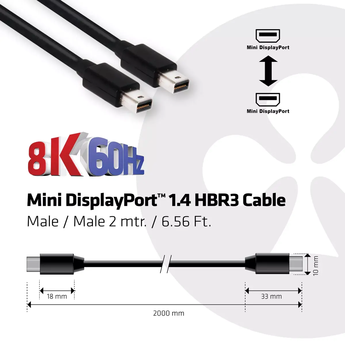 Кабель Mini DisplayPort CLUB3D CAC-1164 Photo 3
